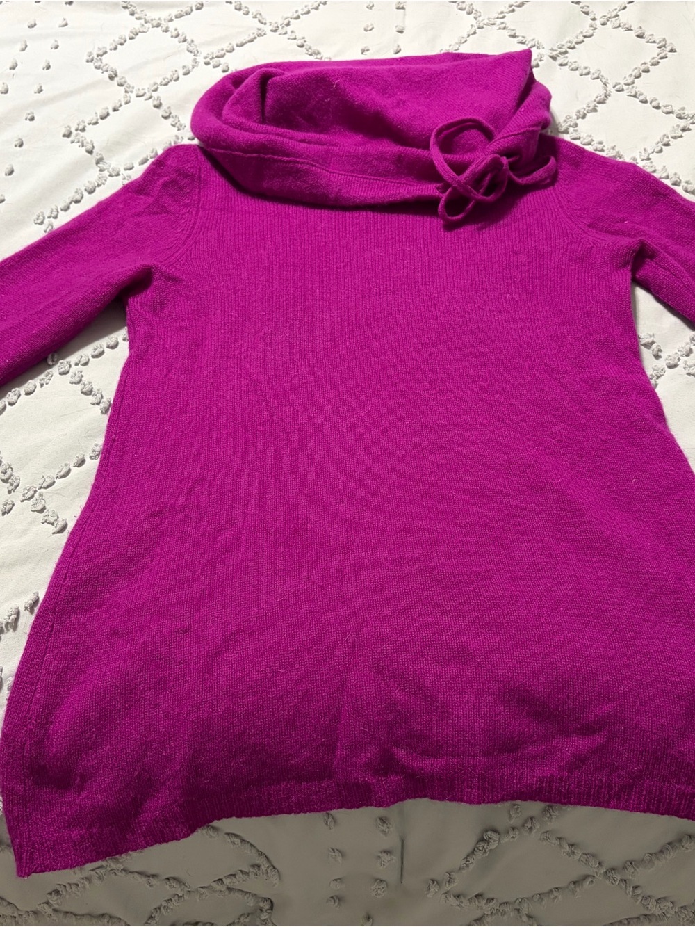 Cynthia Rowley Bright Fuchsia Cowl Neck Sweater with Knot Detail